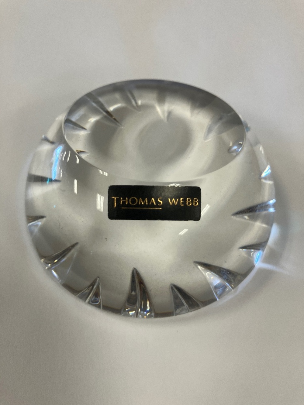 Vintage Thomas Webb Clear Crystal Glass Paperweight